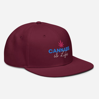 Burgundy Maroon Right Front Cannabis is Life Snapback Hat