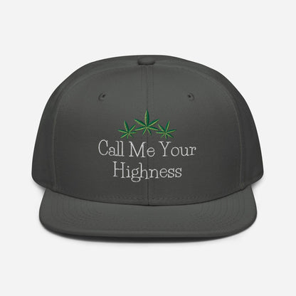 Charcoal Gray Front Call Me Your Highness Snapback Hat