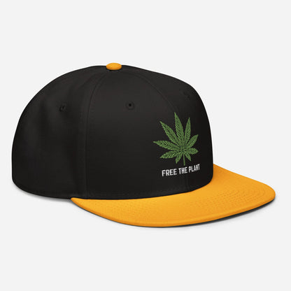 Gold Black Right Front Free The Plant Snapback Hat