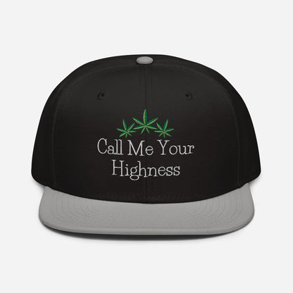 Gray and Black Front Call Me Your Highness Snapback Hat