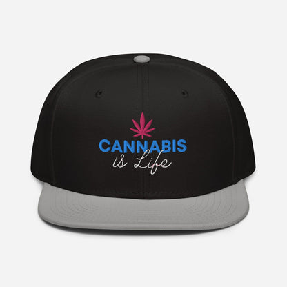 Gray and Black Front Cannabis is Life Snapback Hat