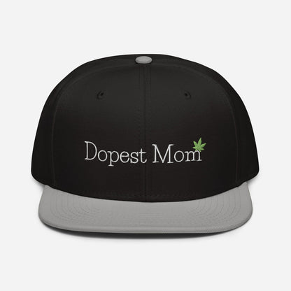 Gray and Black front Dopest Mom Cannabis Snapback Hat