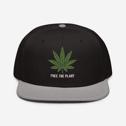 Gray and Black Front Free The Plant Snapback Hat