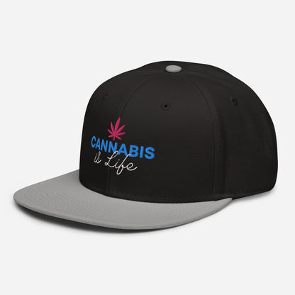 Gray and Black Left Front Cannabis is Life Snapback Hat