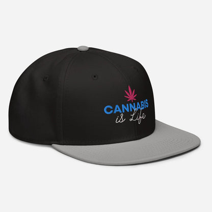 Gray and Black Right Front Cannabis is Life Snapback Hat