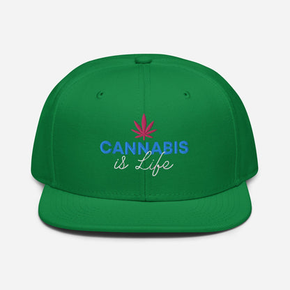 Kelly Green Front Cannabis is Life Snapback Hat