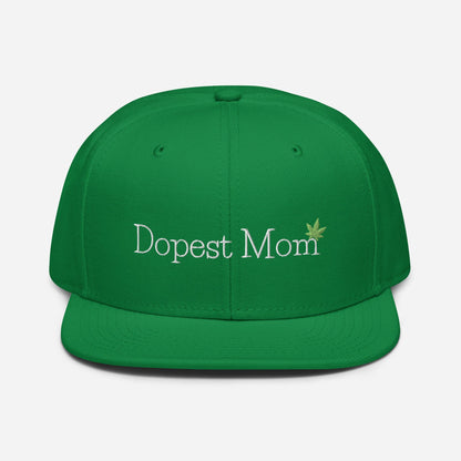 Kelly Green Front Dopest Mom Cannabis Snapback Hat