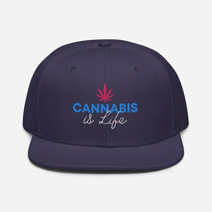 Navy Blue Front Cannabis is Life Snapback Hat