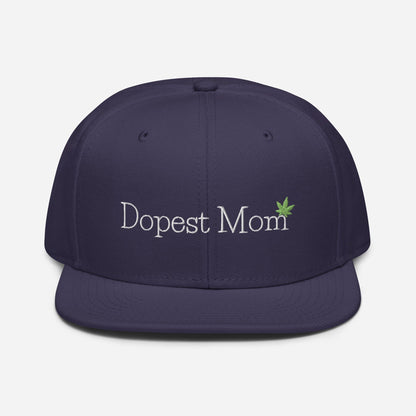 Navy Blue Front Dopest Mom Cannabis Snapback Hat