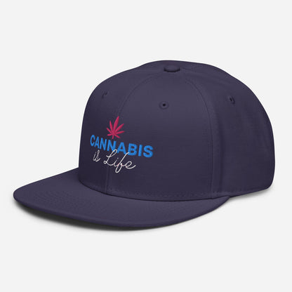 Navy Blue Left Front Cannabis is Life Snapback Hat