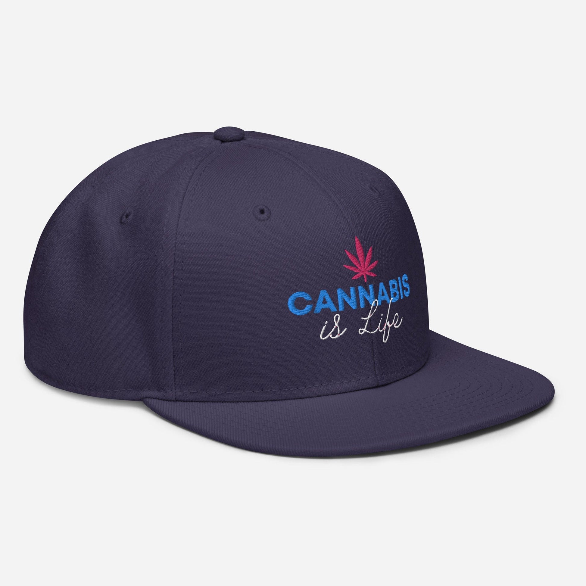 Navy Blue Right Front Cannabis is Life Snapback Hat