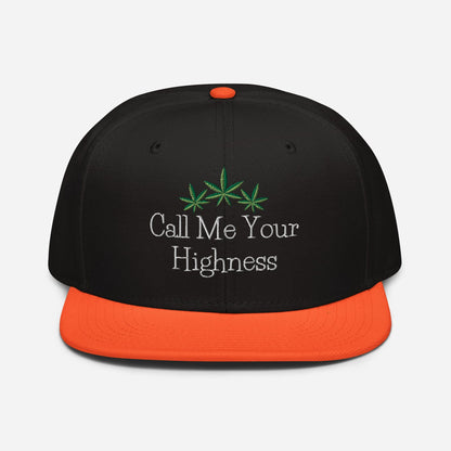 Orange and Black Front Call Me Your Highness Snapback Hat