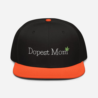 Orange Black Front Dopest Mom Cannabis Snapback Hat