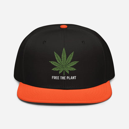 Orange and Black Front Free The Plant Snapback Hat