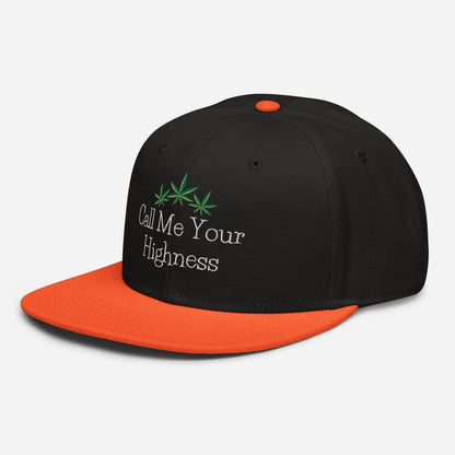 Orange and Black Left Front Call Me Your Highness Snapback Hat