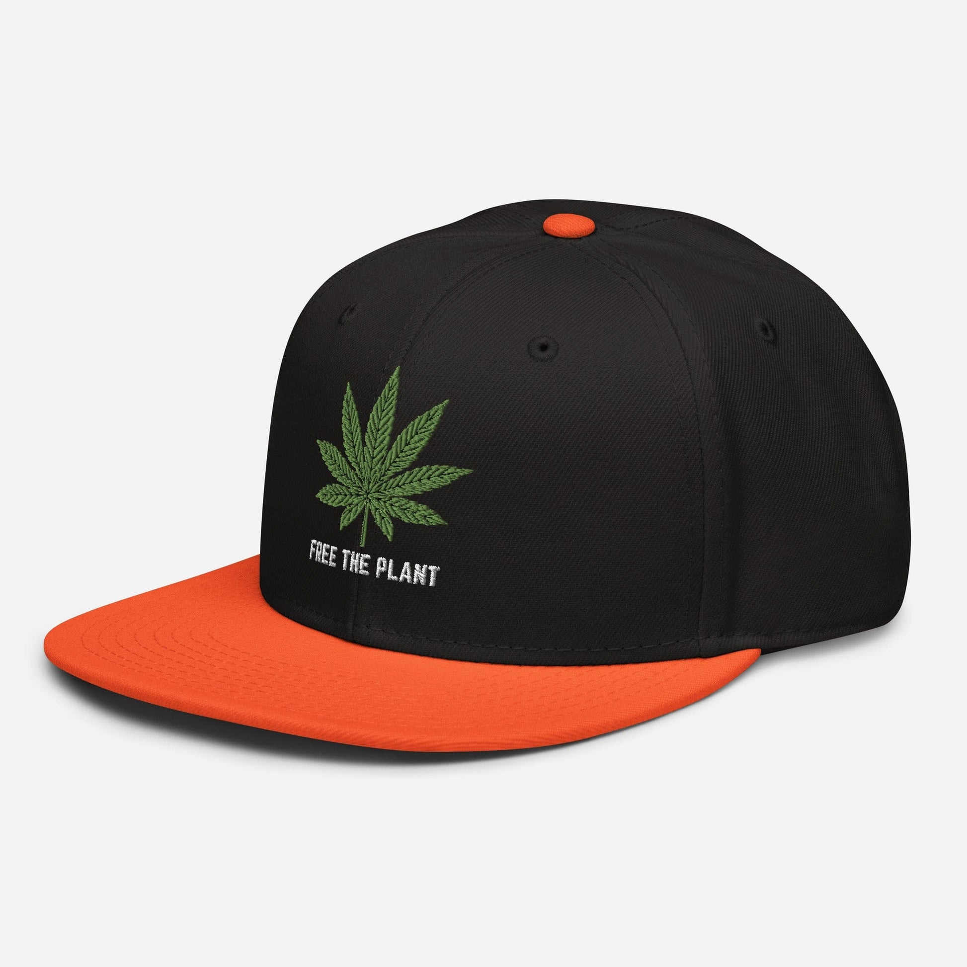 Orange and Black Left Front Free The Plant Snapback Hat