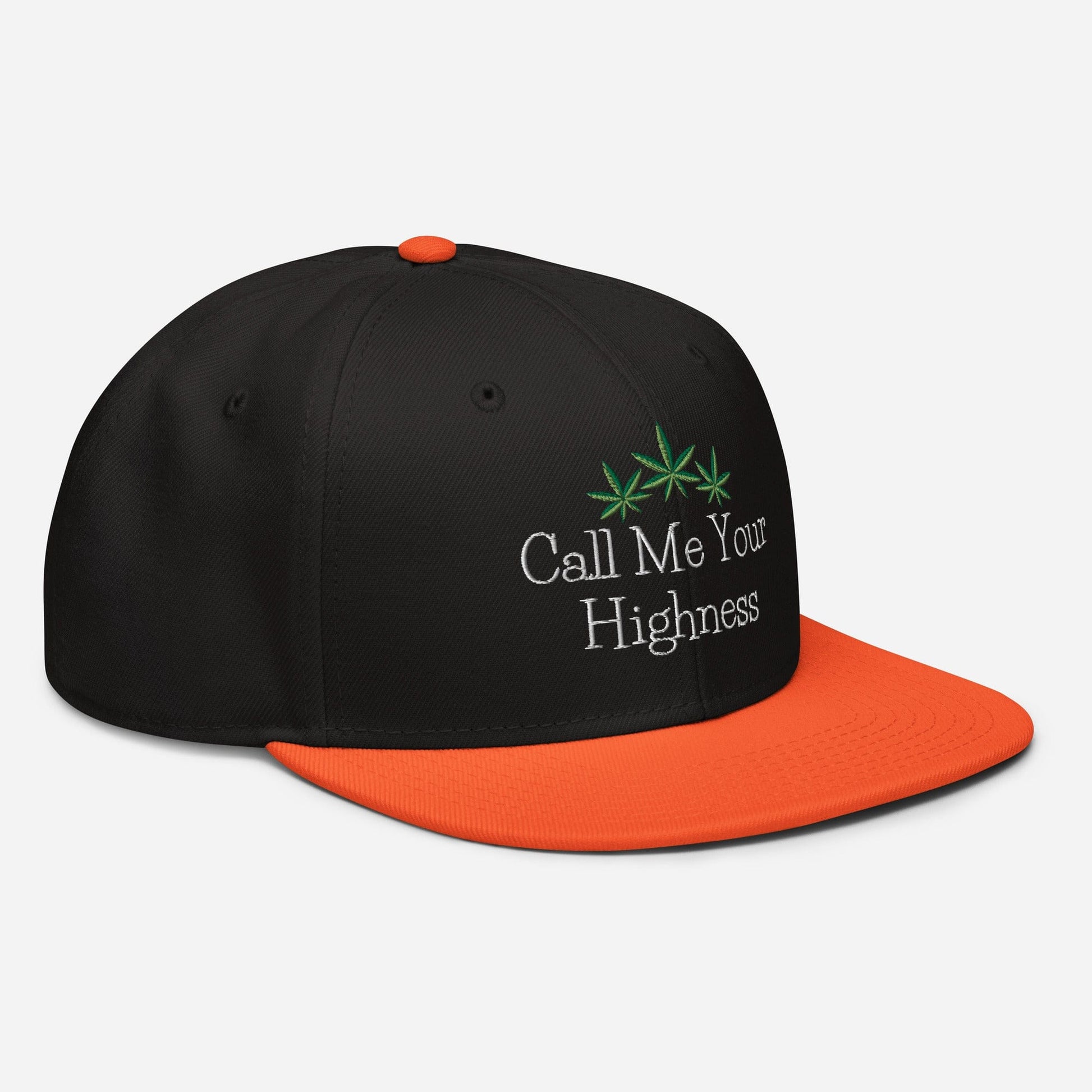 Orange and Black Right Front Call Me Your Highness Snapback Hat