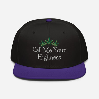 Purple and Black Front Call Me Your Highness Snapback Hat