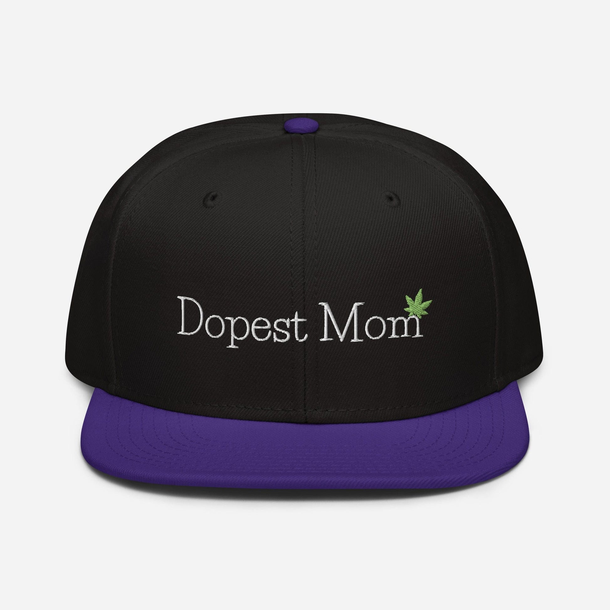 Purple Black Front Dopest Mom Cannabis Snapback Hat