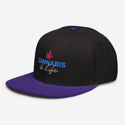 Purple and Black Left Front Cannabis is Life Snapback Hat