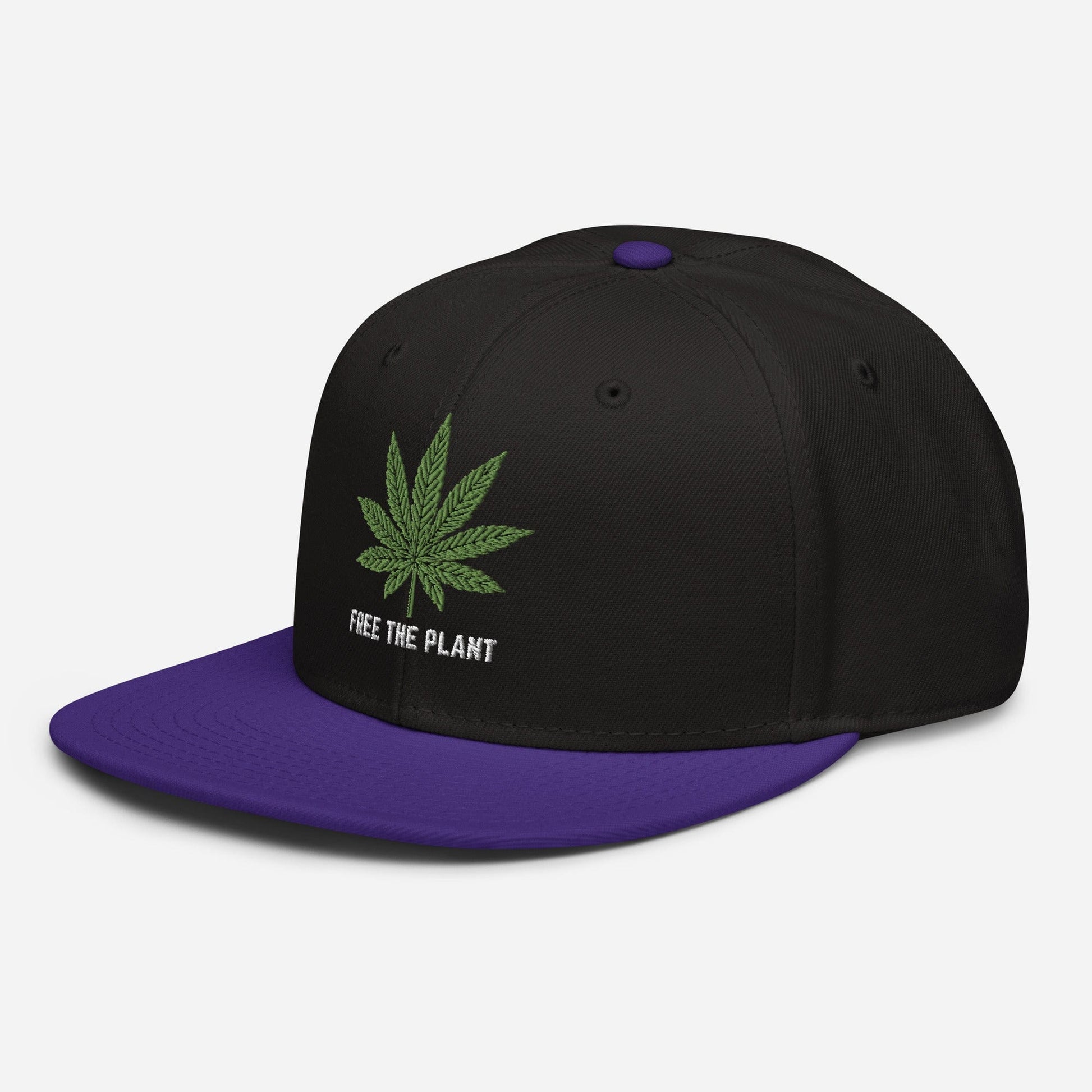 Purple and Black Left Front Free The Plant Snapback Hat