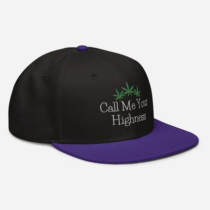 Purple and Black Right Front Call Me Your Highness Snapback Hat