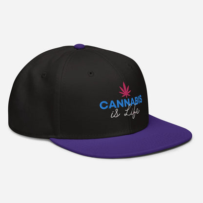 Purple and Black Right Front Cannabis is Life Snapback Hat