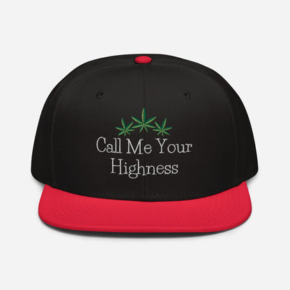 Red and Black Front Call Me Your Highness Snapback Hat