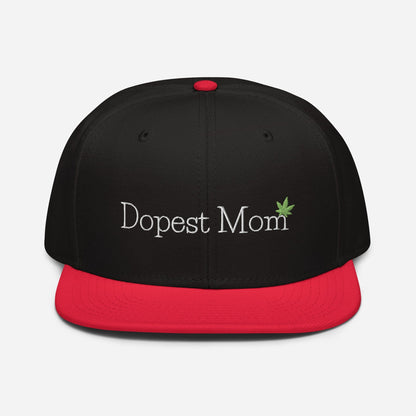 Red and Black Front Dopest Mom Cannabis Snapback Hat