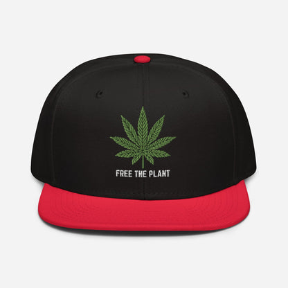 Red and Black Front Free The Plant Snapback Hat