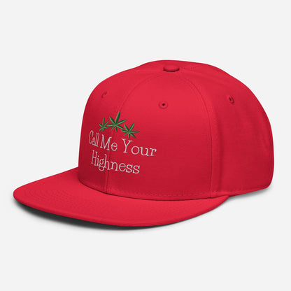 Red Left Front Call Me Your Highness Snapback Hat