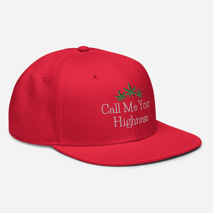 Red Right Front Call Me Your Highness Snapback Hat