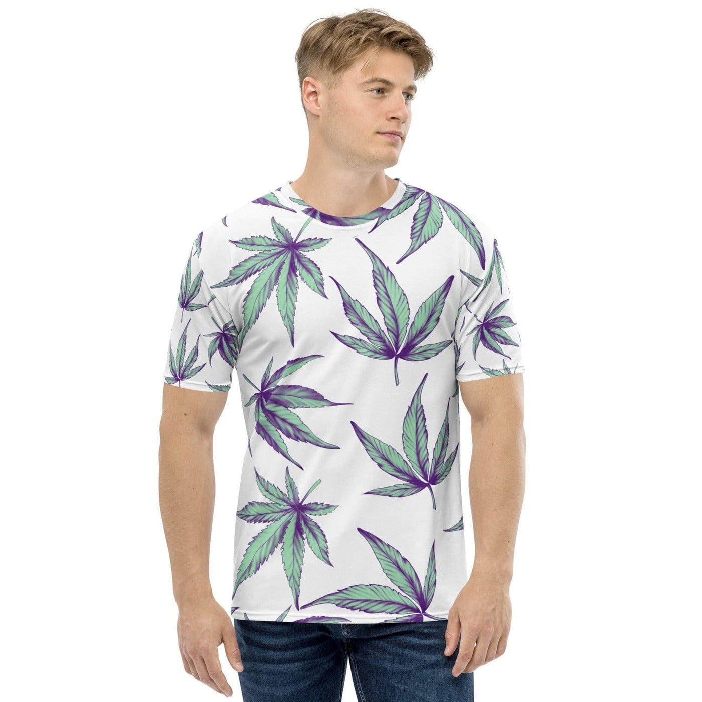 Men's Minty Cannabis Leaf T-Shirt — standardized featured product image