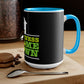Side view of the Happiness Is Homegrown Weed Coffee Mug with blue inside and blue handle