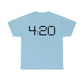 A light blue 420 Stoner Weed T-Shirt with the word 420 on it.