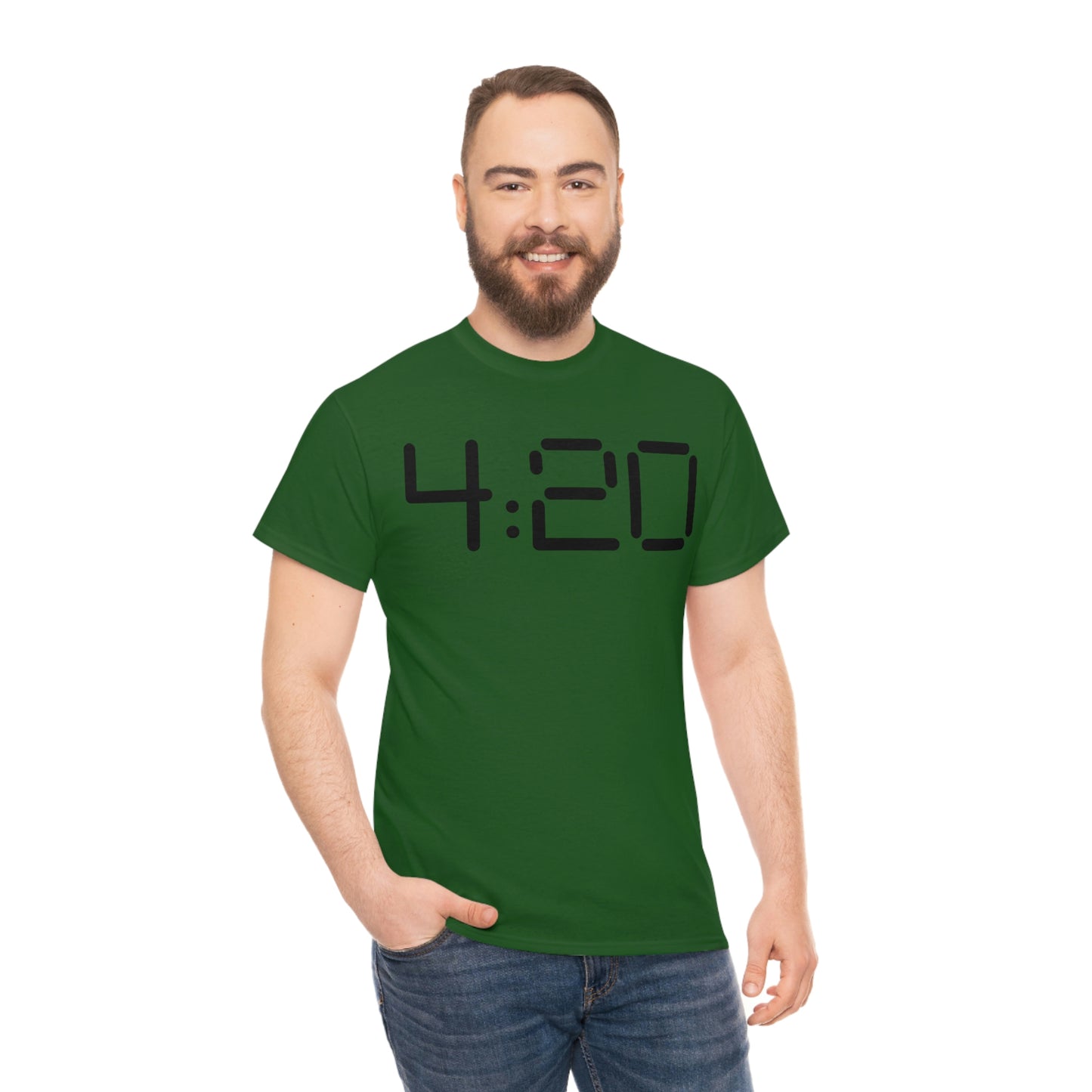 a man wearing a 420 Stoner Weed T-Shirt with the word 420 on it.