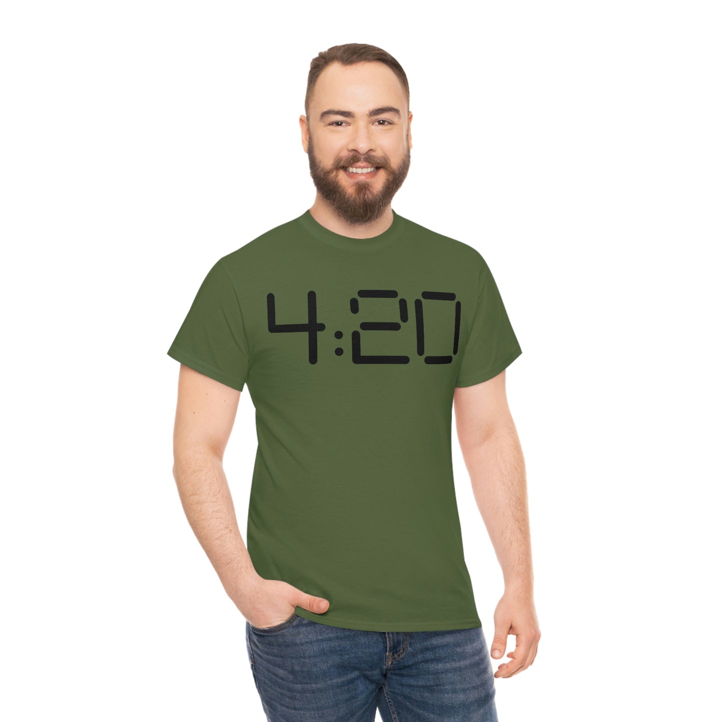 A man wearing a 420 Stoner Weed T-Shirt with the word 420 on it.