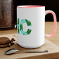 a Turquoise THC Tea Mug with the word hc on it.