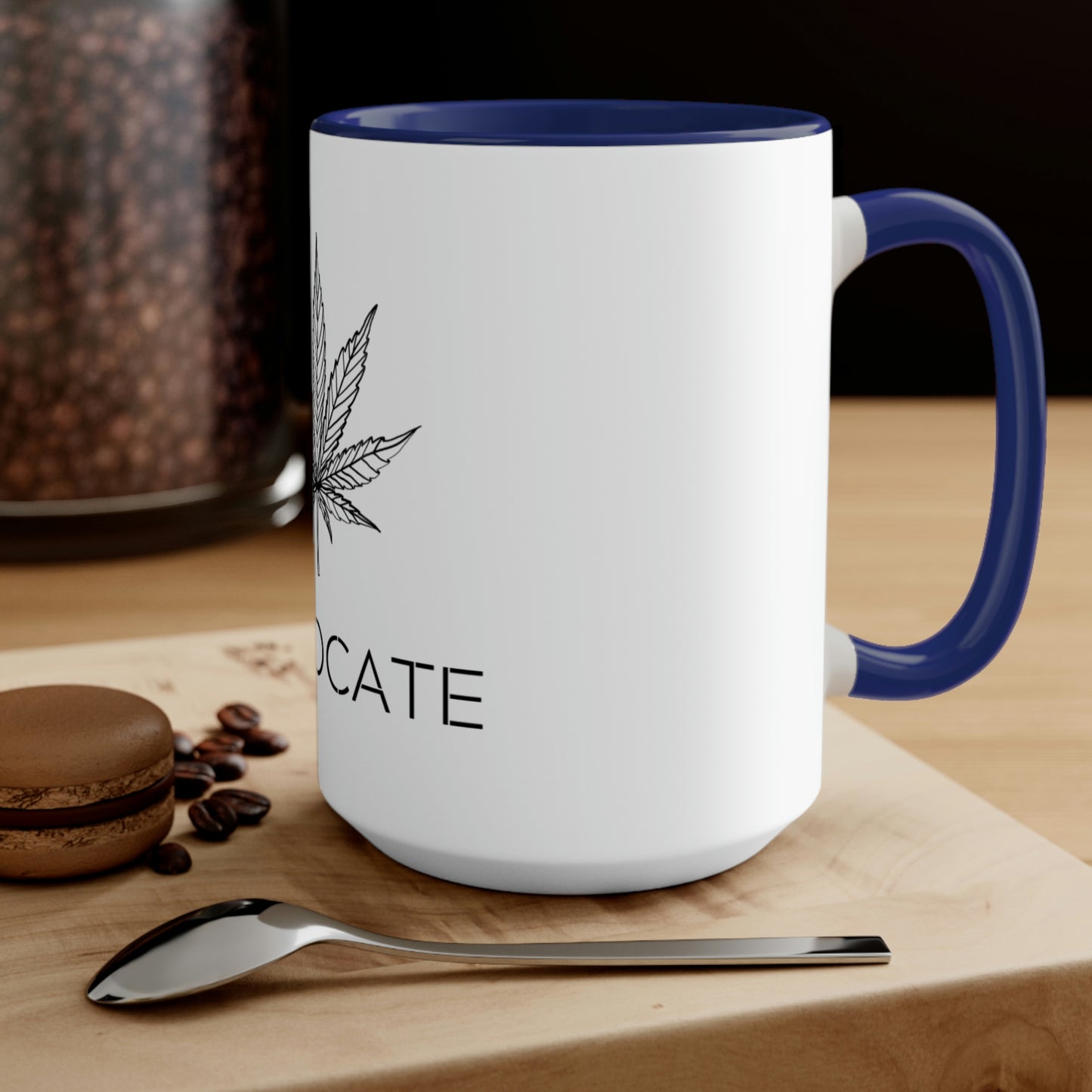 a Cannabis Advocate Mug with the word chocolateate on it.