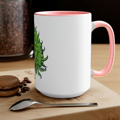 a Big Cannabis Nug Coffee Mug with a green monster on it.