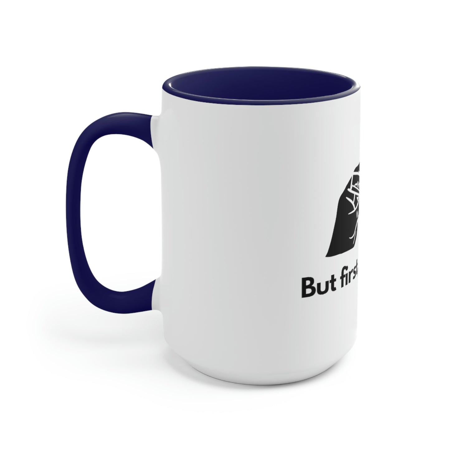 a white and blue But First, Let's Smoke Coffee Mug with the words 'but i'm a fucking fucking fucking.