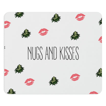 A square Nugs and Kisses Cannabis Mouse Pad