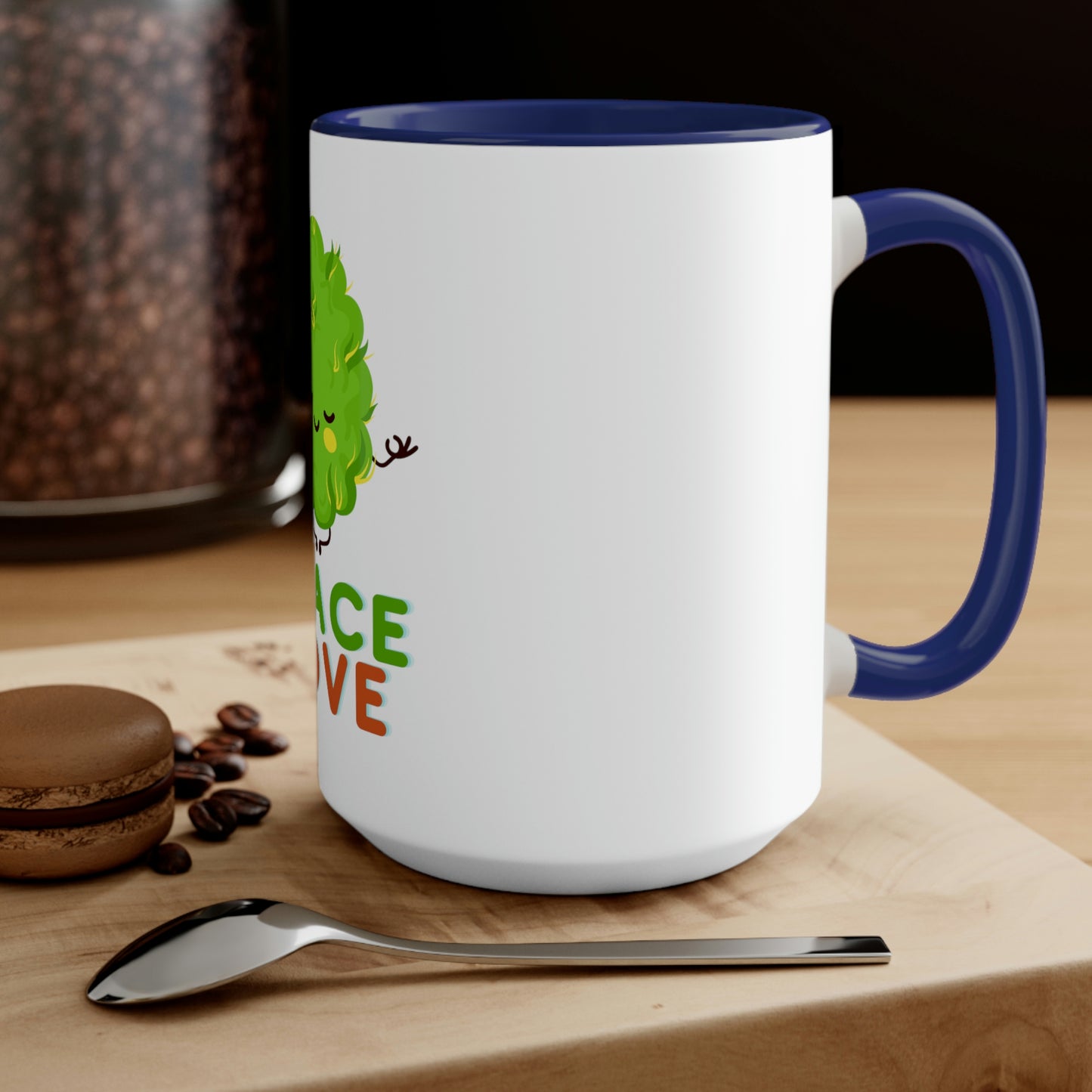 Cannabis, Peace and Love Two-Tone 15oz Coffee Mug