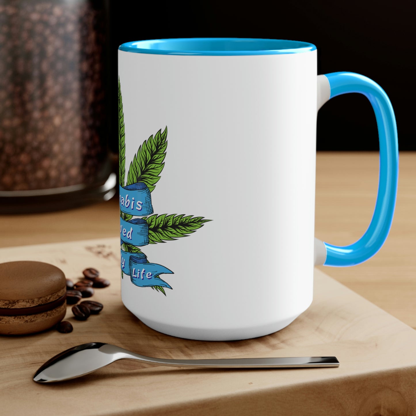 Cannabis Saved My Life Two-Tone 15oz Coffee Mug