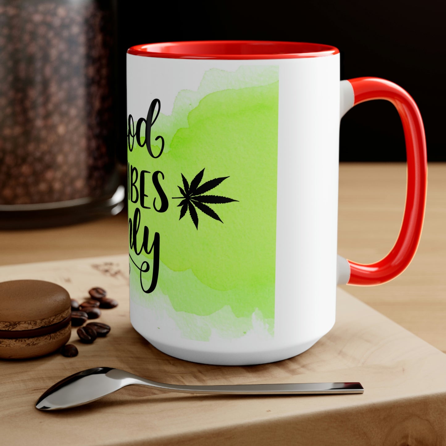Good Vibes Only Marijuana Leaves Two-Tone 15oz Coffee Mug