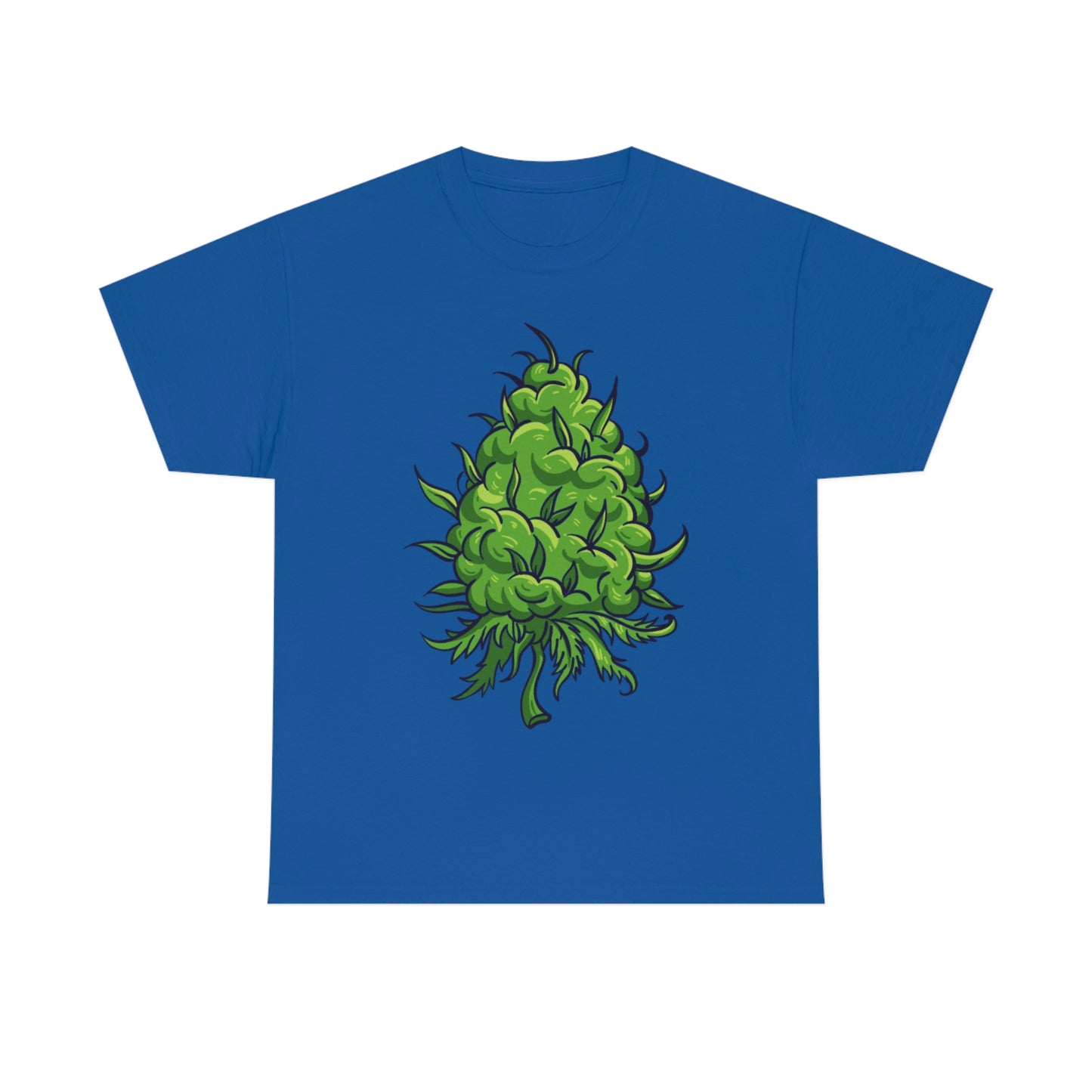 a Big Cannabis Bud Heavy Cotton Tee with a green hops plant on it.