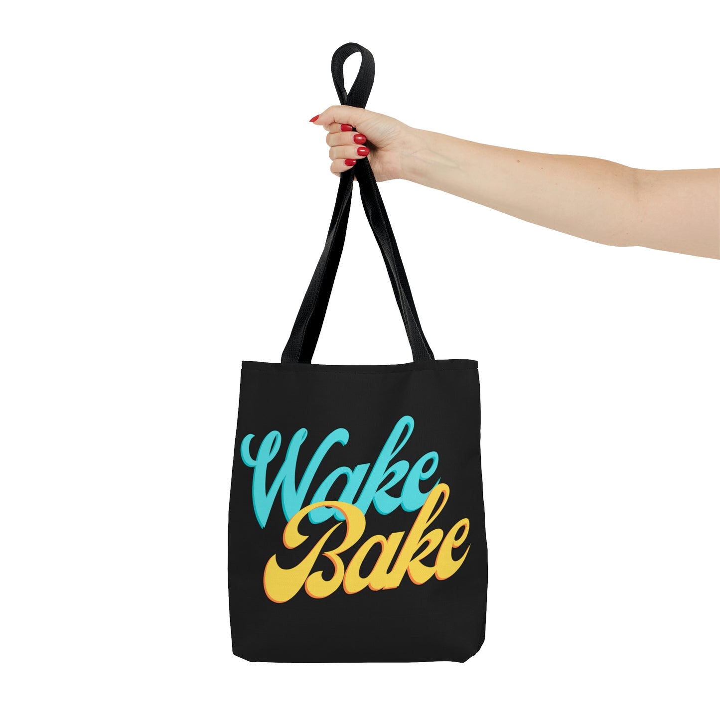 A perfect view of the Wake and bake Black Beach Weed Tote Bag