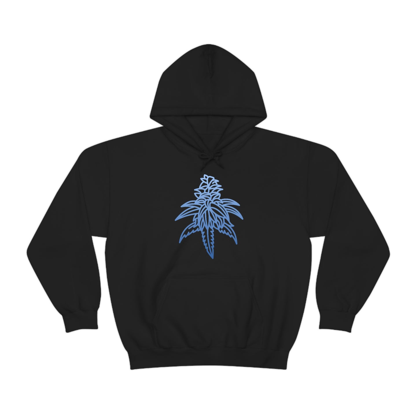 a Blue Dream Cannabis Hoodie with a blue flower on it.