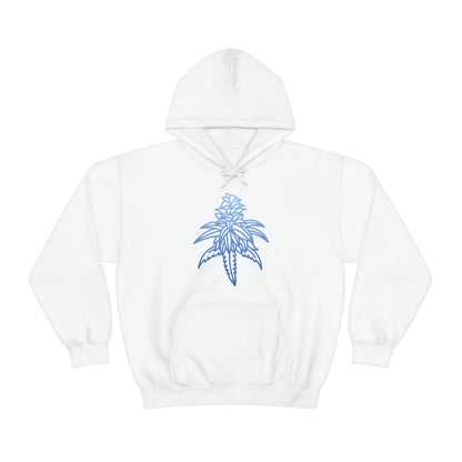 a Blue Dream Cannabis Hoodie with a blue leaf on it.