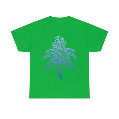 a Blue Dream Cannabis Tee with a purple flower on it.